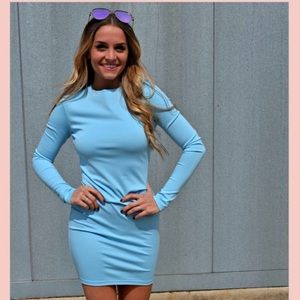 Kittenish Baby Blue Bodycon Dress